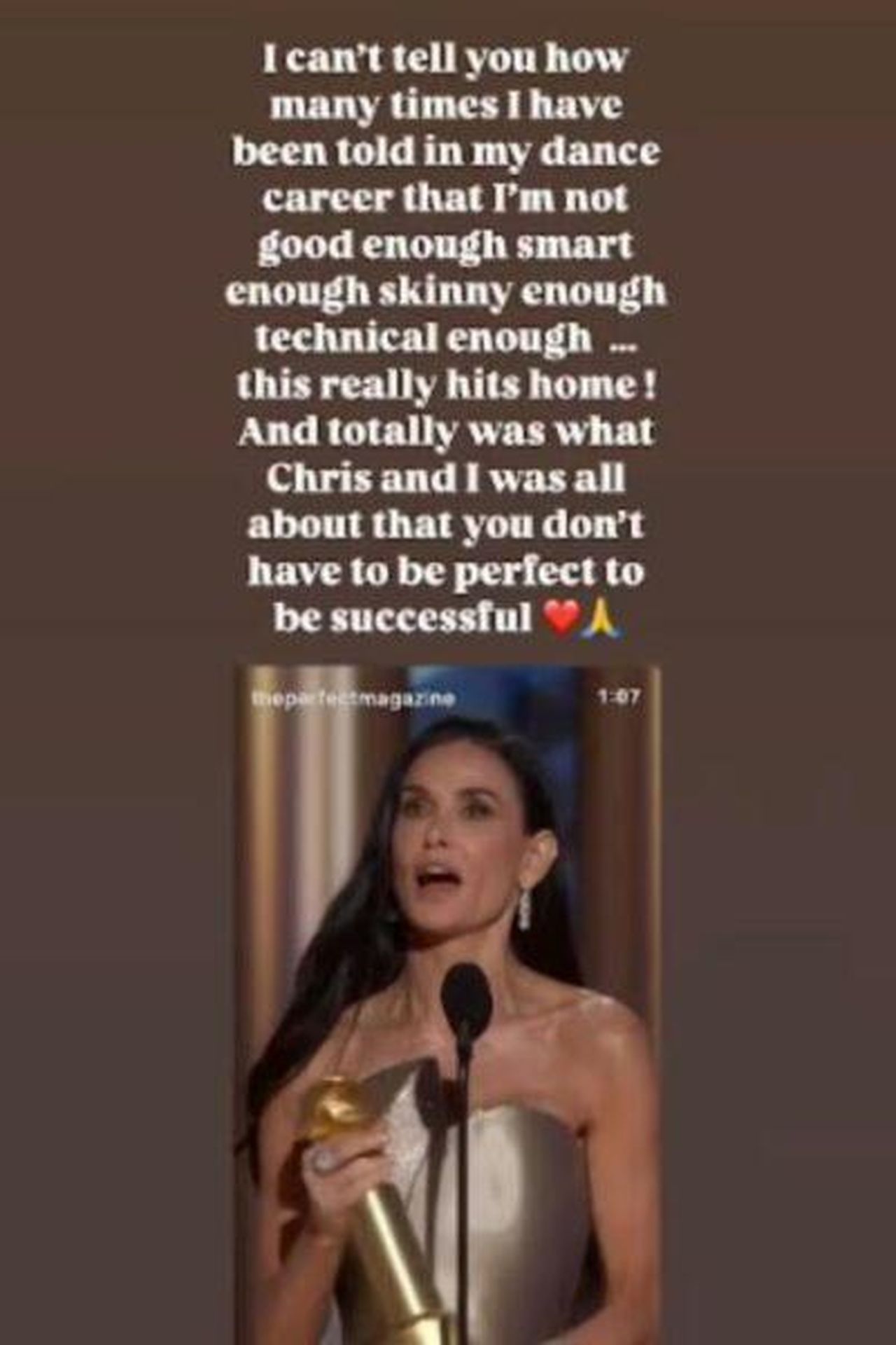 source:entertainmentdaily - La risposta di Dianne al discorso di Demi - Storia Instagram di Dianne Buswell