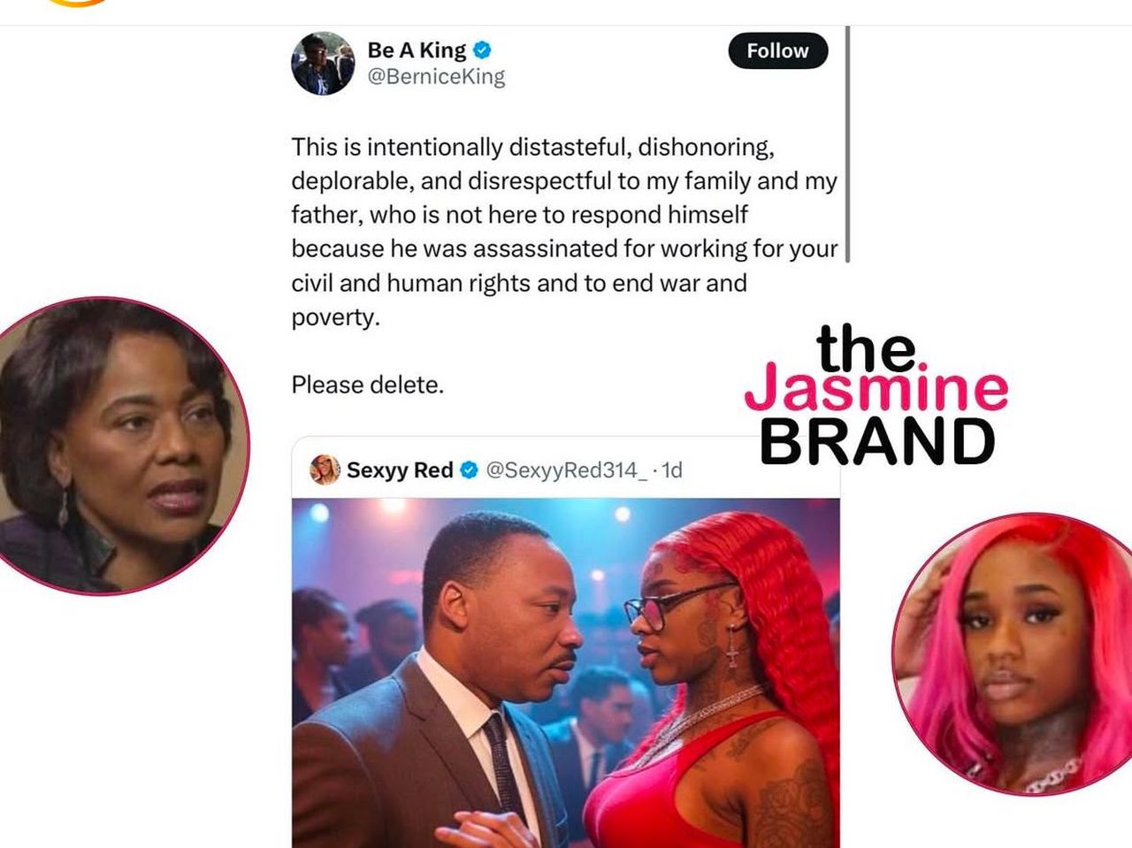 source:thejasminebrand - L'apologia di Sexyy Red - Immagine AI di Dr. King e Sexyy Red
