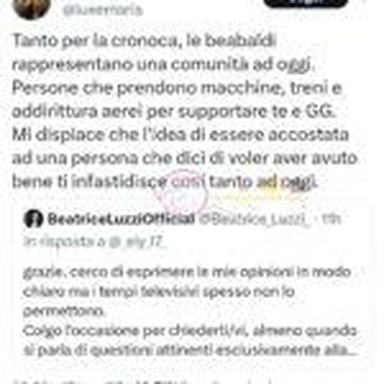 Le_reazioni_delle_fan_e_la_risposta_di_Beatrice_J12LmXy9cv - Confidenze24 source:il vicolo delle news - Le reazioni delle fan e la risposta di Beatrice - Discussione tra fan