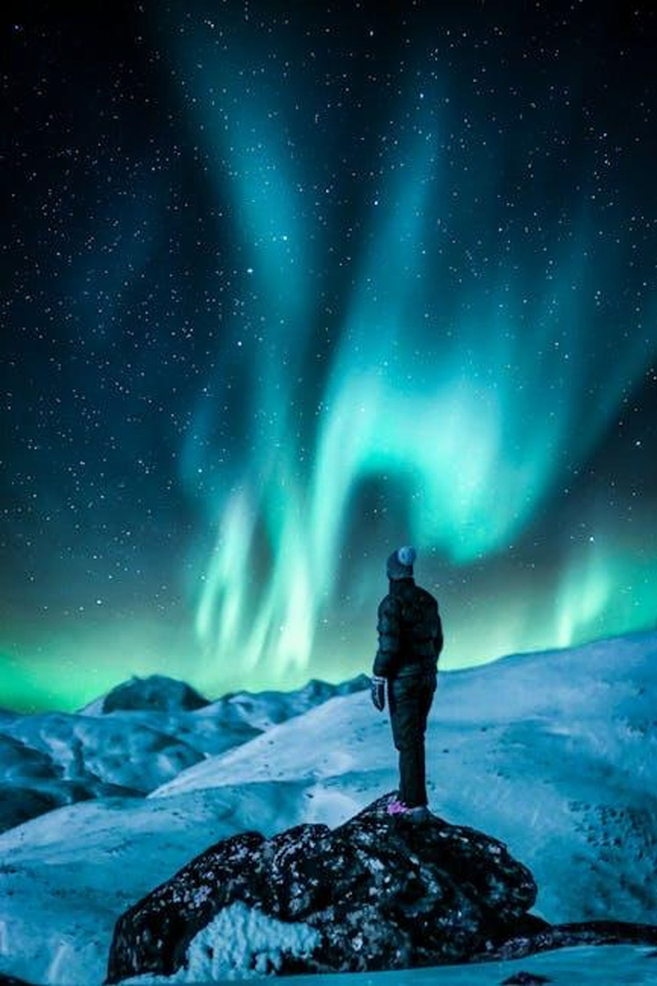 Oroscopo_del_mese_di_marzo_2025_su_vita_amorosa_e_finanze_pagelle_da_Leone_a_Scorpione_qWbwWZb7ZP - Confidenze24 Source: Tobias Bjørkli - pexels - A lone figure stands on a snowy slope, gazing at the vibrant Northern Lights under a starry sky.