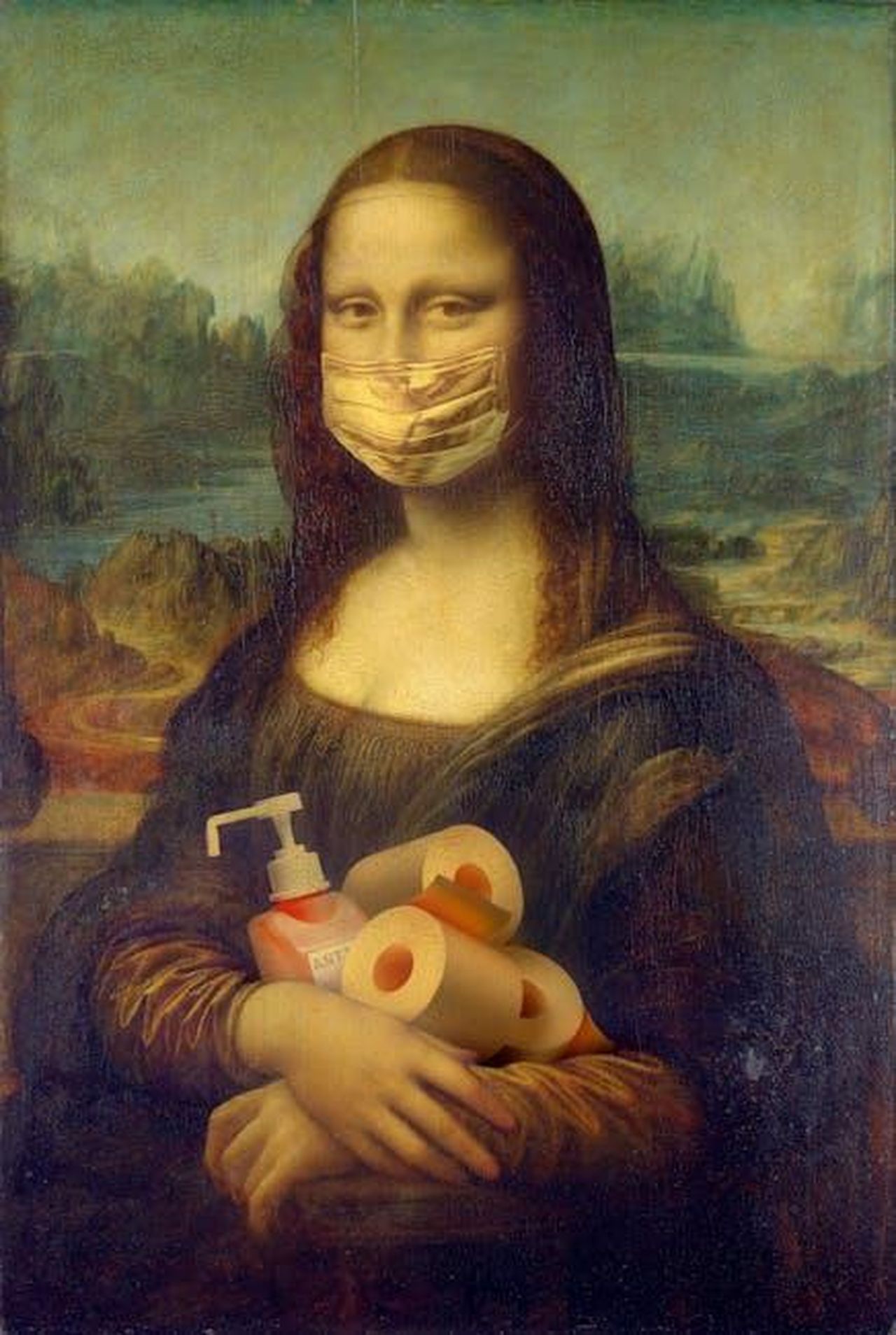 The_Kolors_con_Sal_Da_Vinci__Rossetto_e_caff_2uofQKaYiM - Confidenze24 Source: Yaroslav Danylchenko - pexels - Creative version of the Mona Lisa featuring a face mask and pandemic essentials.