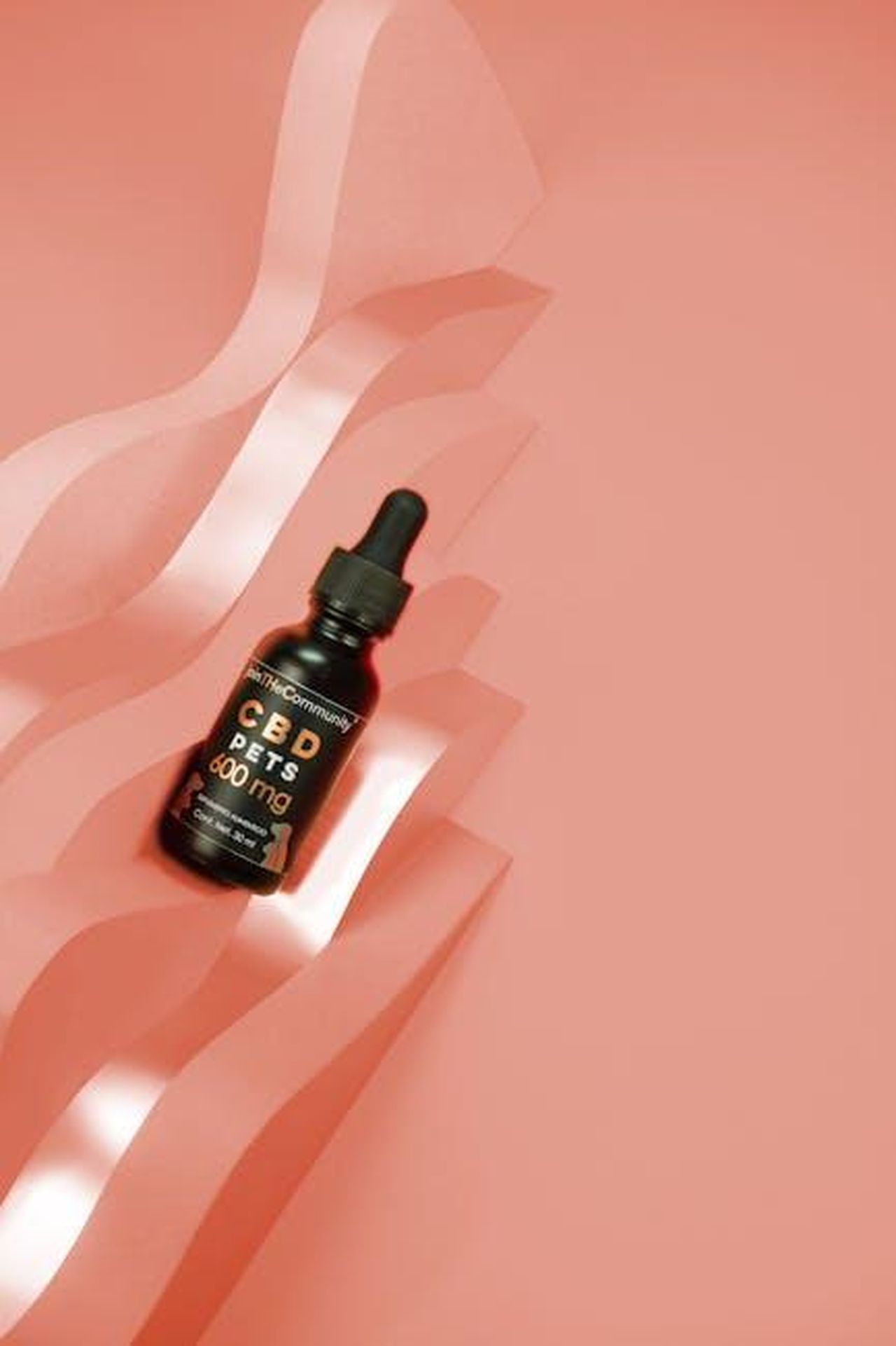 Benefici_dellolio_di_salmone_per_cani_e_gatti_r23bpUKWpF - Confidenze24 Source: Saul Rivera - pexels - CBD oil bottle styled on a wavy salmon background, top view and minimalist design.