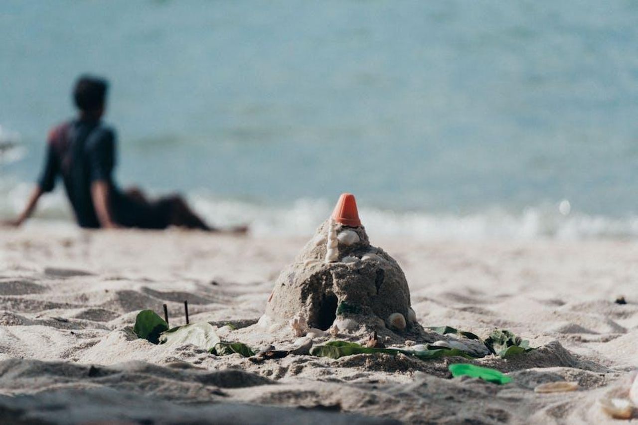 Blue_Ivy_e_Rumi_le_aspirazioni_artistiche_8n2P7MlnIC - Confidenze24 Source: Lin K - pexels - A sandcastle on the beach with a blurred figure by the sea.