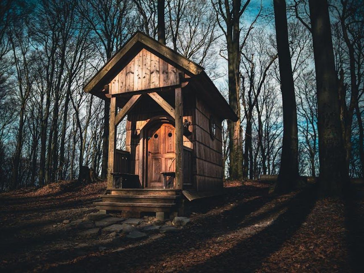 Caratteristiche_della_cabina_in_vendita_KhwayGplid - Confidenze24 Source: Asia i Seweryn - pexels - A cozy wooden cabin surrounded by trees in an autumn forest in Stępina, Poland.