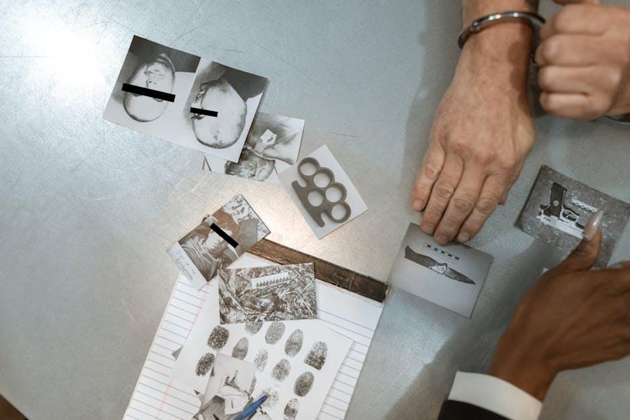 Cosa_c_di_reale_in_Adolescence_B5cmAinR6B - Confidenze24 Source: RDNE Stock project - pexels - Hands of a handcuffed man examining criminal evidence with an officer.