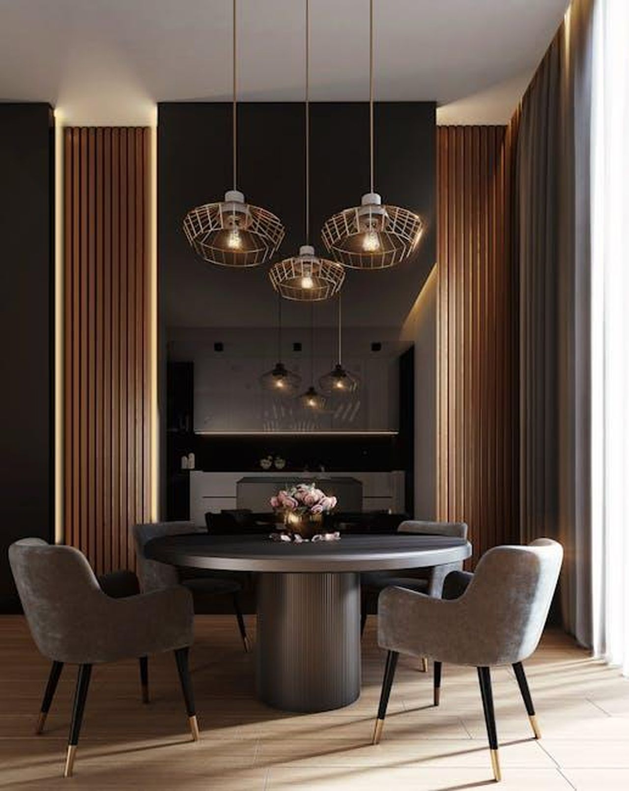Dentro_la_casa_di_Paddy_e_Christine_0Z4UnWOcIE - Confidenze24 Source: Houzlook .com - pexels - A sophisticated, contemporary dining room with elegant lighting and luxurious furnishings.