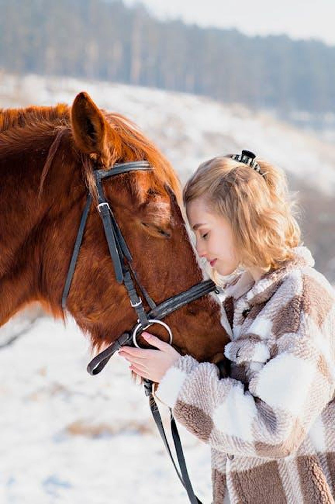 La_Cronologia_della_Relazione_tra_Teyana_e_Aaron_OYYJpD01Ls - Confidenze24 Source: Милана Отчесова - pexels - Serene interaction between a woman and a horse in a snowy winter landscape.