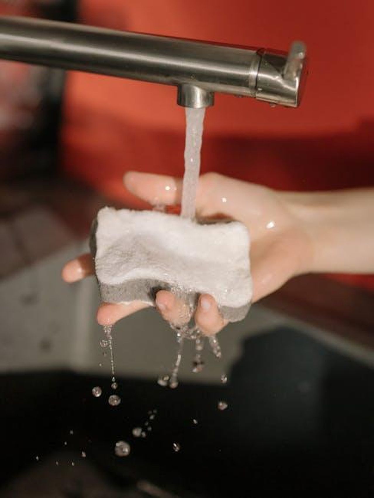 Le_preoccupazioni_di_Leslie_Bibb_sul_cameo_di_Rockwell_LnnzTvmbp4 - Confidenze24 Source: cottonbro studio - pexels - A detailed shot of a hand cleaning a sponge under running water from a tap.