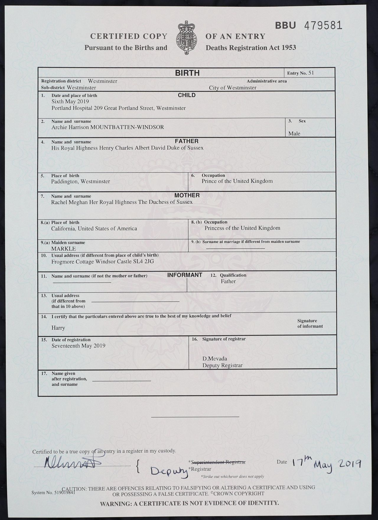 Qual__il_cognome_di_Prince_Harry_Kv8e5S1RXG - Confidenze24 Source: Jonathan Brady/PA Images via Getty Images - Getty Images - Certificato di nascita di Archie Harrison Mountbatten-Windsor