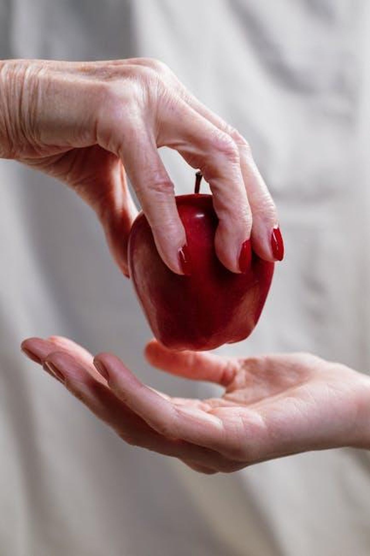 Quanti_anni_ha_Alice_Haig_XeOhZkJFgq - Confidenze24 Source: cottonbro studio - pexels - A close-up of two hands exchanging a red apple, symbolizing temptation or stories like Snow White.