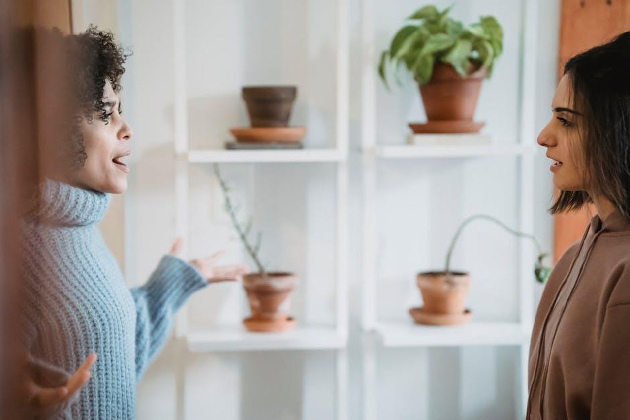 Vero_motivo_dwyPw6dkvj - Confidenze24 Source: Liza Summer - pexels - Side view of African American female yelling at woman while looking at each other during conflict in room with green plants