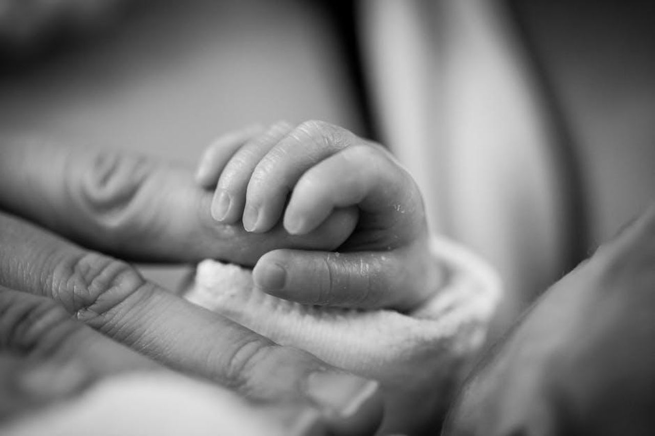 La_sua_prima_bambina_qaz7XUC5HY - Confidenze24 Source: Pixabay - pexels - Close-up of a newborn's hand gently holding an adult's finger, symbolizing love and connection.