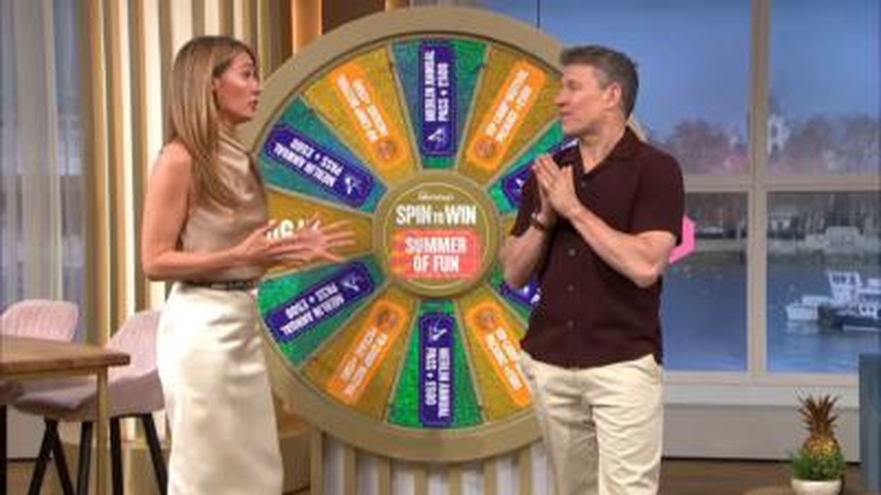 Loutfit_di_Cat_Deeley_oggi_50dtjRDO6m - Confidenze24 Source: ITV - - Cat Deeley e Ben Shephard che giocano a Spin to Win su This Morning